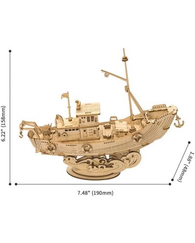Puzzle 3D din lemn Robo Time de 104 de piese - O navă de pescuit - 2